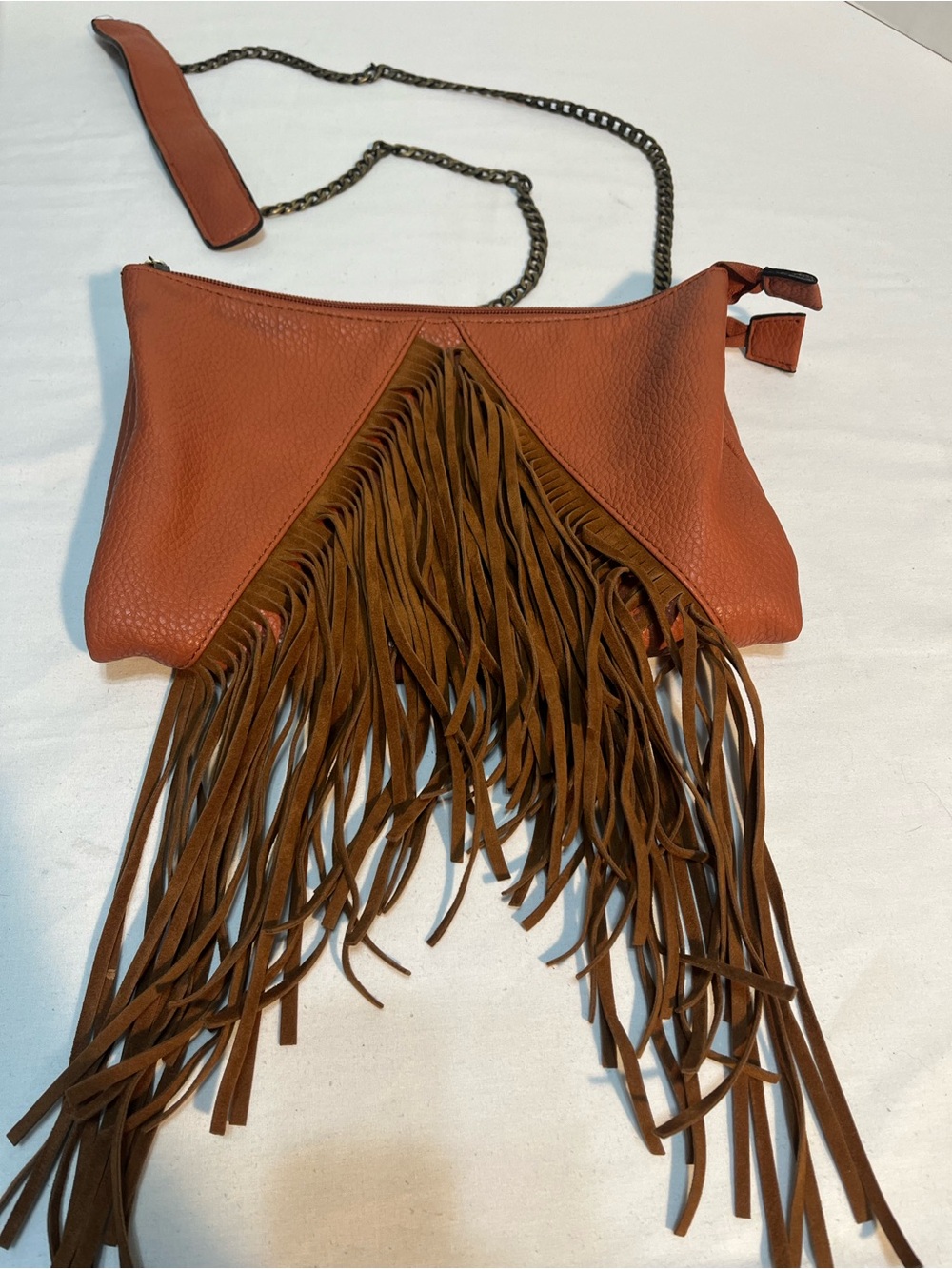 Olivia Miller Rust Brown Fringe Crossbody Bag